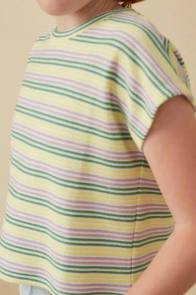 ($18.75 EA X 4 PCS) Girls Engineered Stripe Textured Knit Boxy Tee