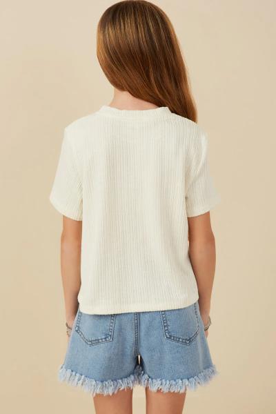 ($20.95 EA X 4 PCS) Girls Studded Star Patch Textured Knit T Shirt