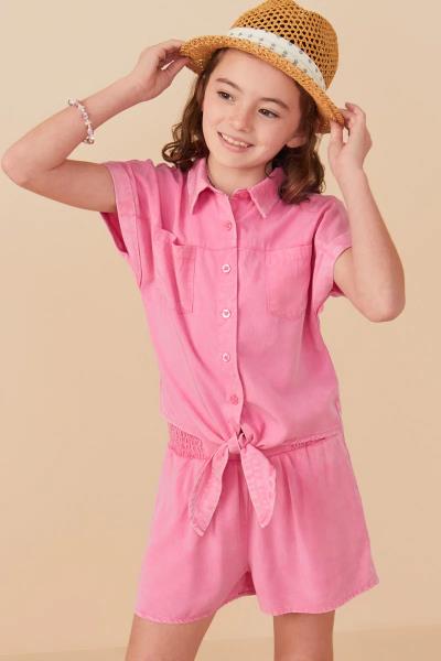 ($24.95 EA X 4 PCS) Girls Garment Dyed Dolman Cut Shirt