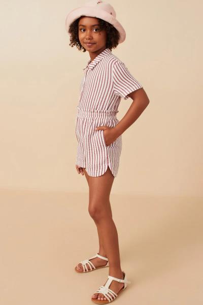 ($21.95 EA X 4 PCS) Girls Gauze Textured Button Up Polo Shirt