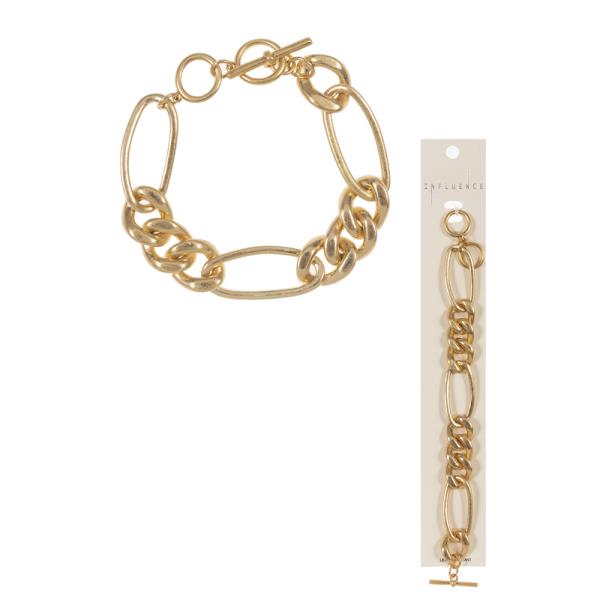 CHUNKY LINK METAL MIXED CHAIN CLASP BRACELET