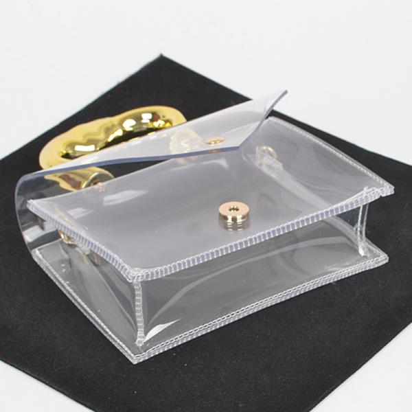 TRANSPARENT CCB HANDLE FLAP CLUTCH BAG