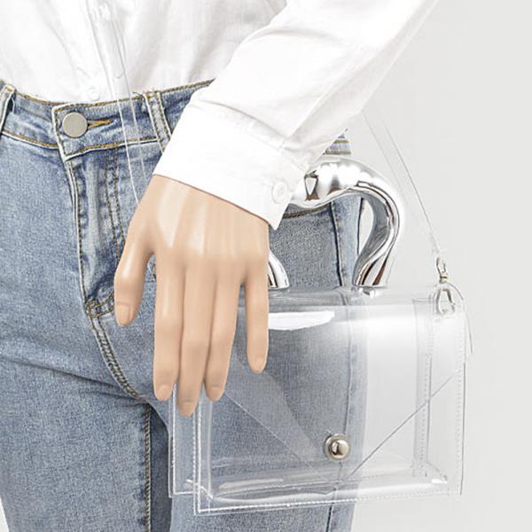 TRANSPARENT CCB HANDLE FLAP CLUTCH BAG