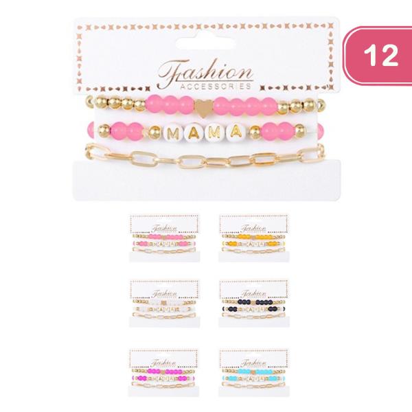 MAMA STACKABLE BEADED BRACELET (12 UNTIS)