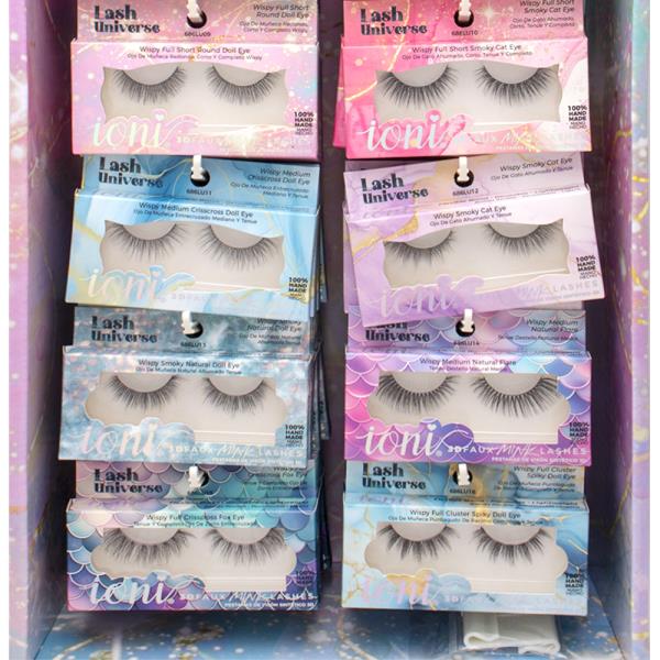 IONI LASH UNIVERSE 3D FAUX MINK LASHES W DISPLAY SET