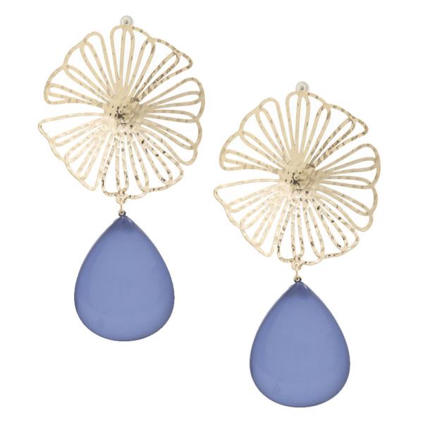 FILIGREE FLOWER TEARDROP DANGLE EARRING