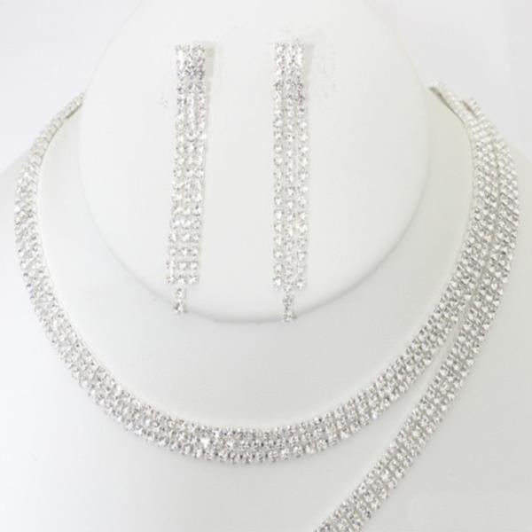 RHINESTONE BRACELET NECKLACE SET