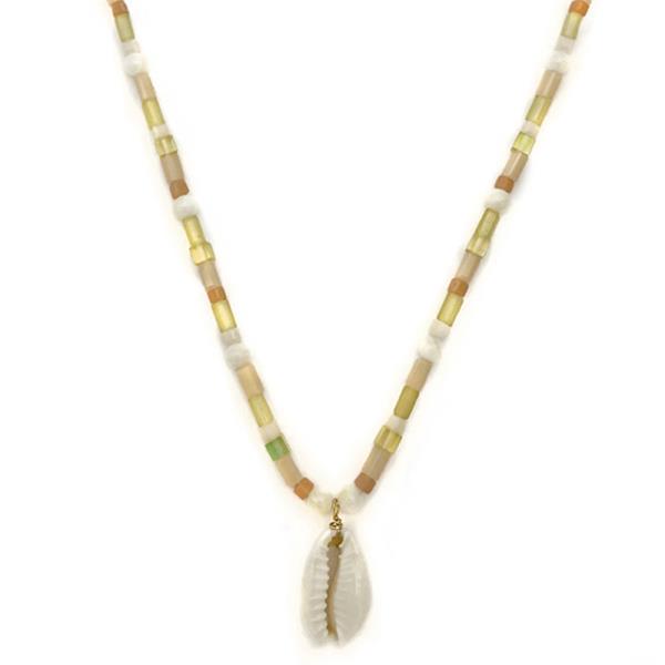 BEAD SHELL PENDANT NECKLACE