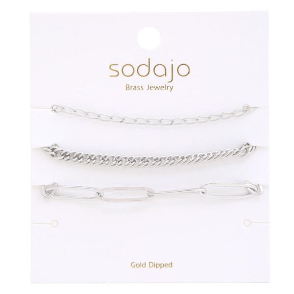 SODAJO DAINTY OVAL LINK GOLD DIPPED BRACELET SET