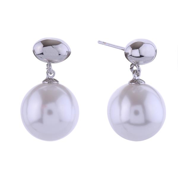 14K GOLD/WHITE GOLD DIPPED MINI BEAN PEARL DROP POST EARRINGS