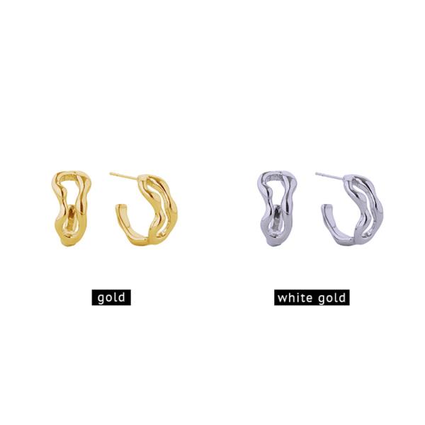 14K GOLD/WHITE GOLD DIPPED SQUINGGLE POST EARRINGS