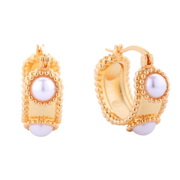 14K GOLD/WHITE GOLD DIPPED VINTAGE PEARL PINCATCH EARRINGS
