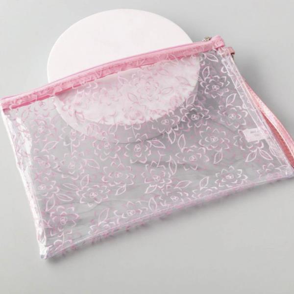 FLORAL CLEAR FLAT COSMETIC BAG