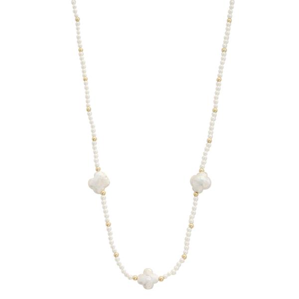 CLOVER PEARL BEAD NECKLACE