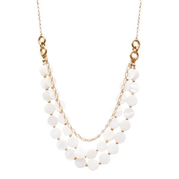 MOTHER OF PEARL METAL 3 LINE DRAPED NECKLACE