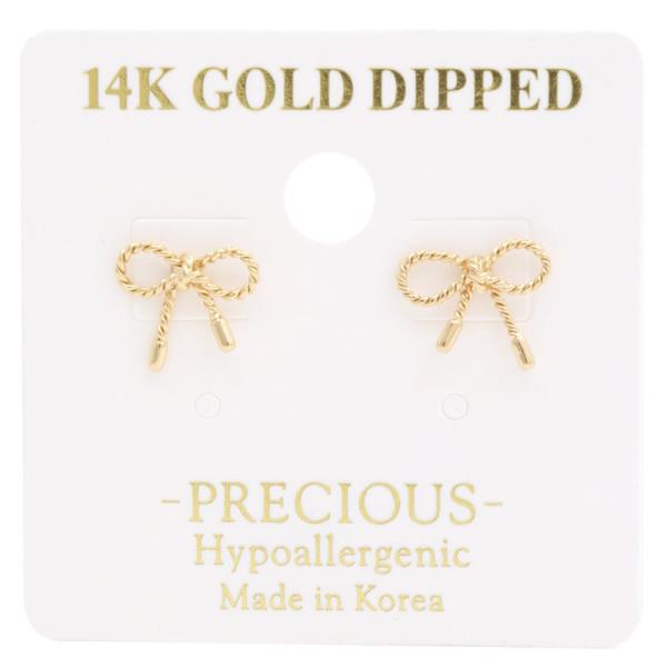 14K GOLD DIPPED BOW HYPOALLERGENIC EARRING