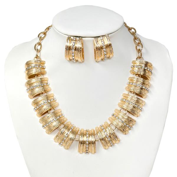 METAL CHUNKY NECKLACE EARRING SET