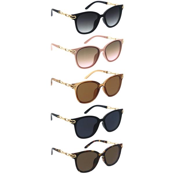 ROUNDED SQUARE TEMPLE ACCENT SUNGLASSES 1DZ