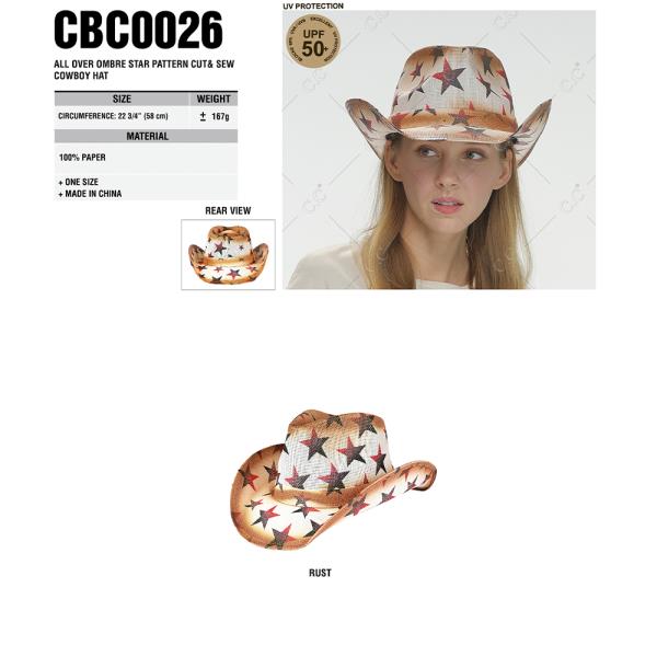 CC ALL OVER OMBRE STAR PATTERN CUT& SEW COWBOY HAT
