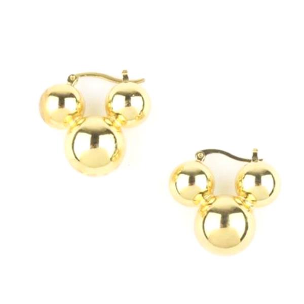 GOLD PLATED TRIPLE BALL EARRING