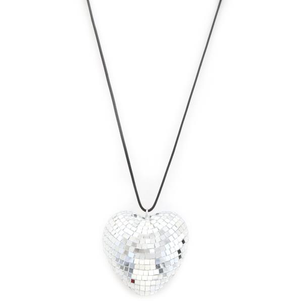 DISCO PUFFY HEART PENDANT NECKLACE