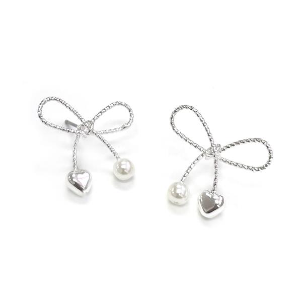 RIBBON PEARL POST EARRING