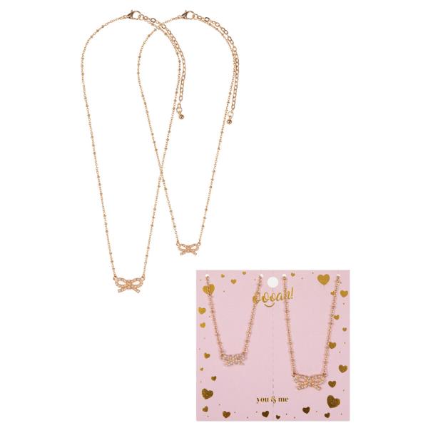 BOW SHAPED MAMA AND MINI 2 SET SHORT NECKLACE