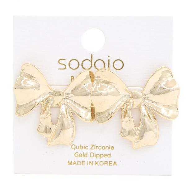SODAJO METAL BOW GOLD DIPPED EARRING