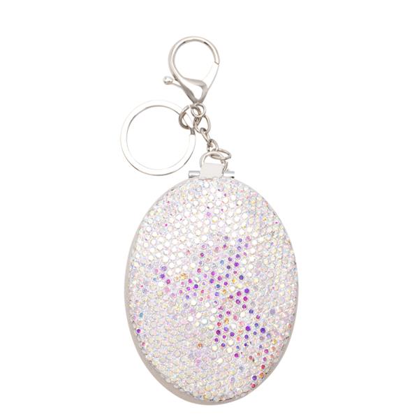 RHINESTONE OVAL MIRROR KEYCHAIN