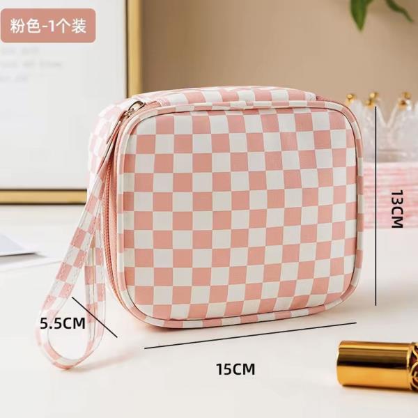 CHECKER COSMETIC MAKEUP POUCH BAG CASE