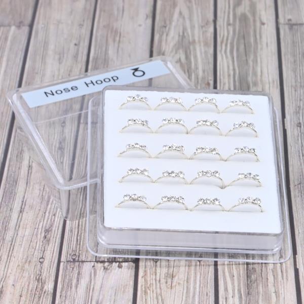 TRIPLE STONE NOSE RING (20 UNITS) 1 BOX