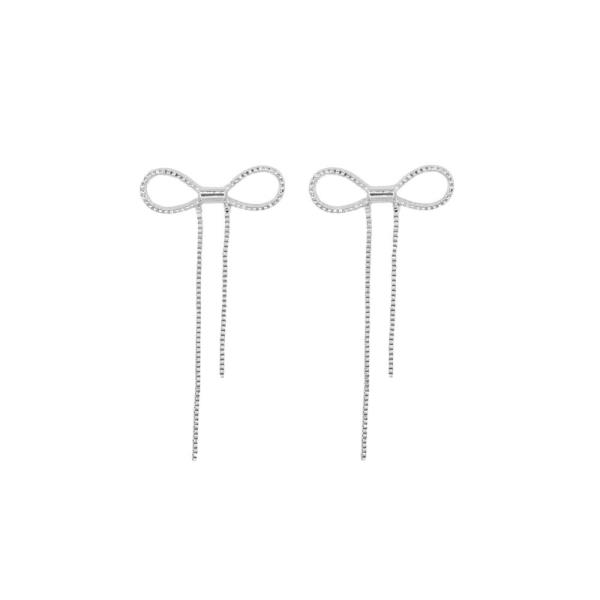 METAL RIBBON BOW POST EARRING