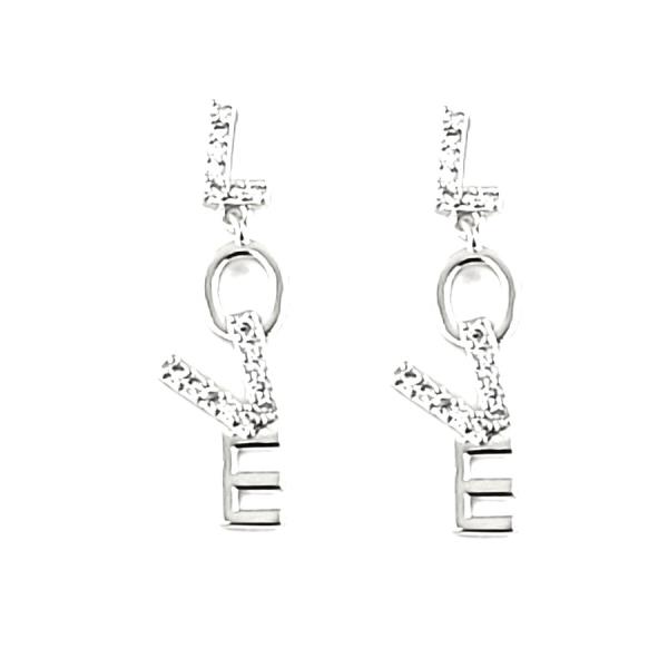 RHINESTONE LOVE DROP EARRING