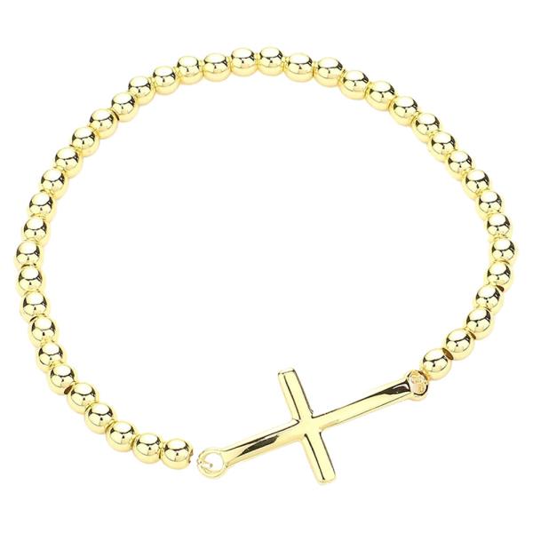 CROSS METAL BALL STRETCH BRACELET