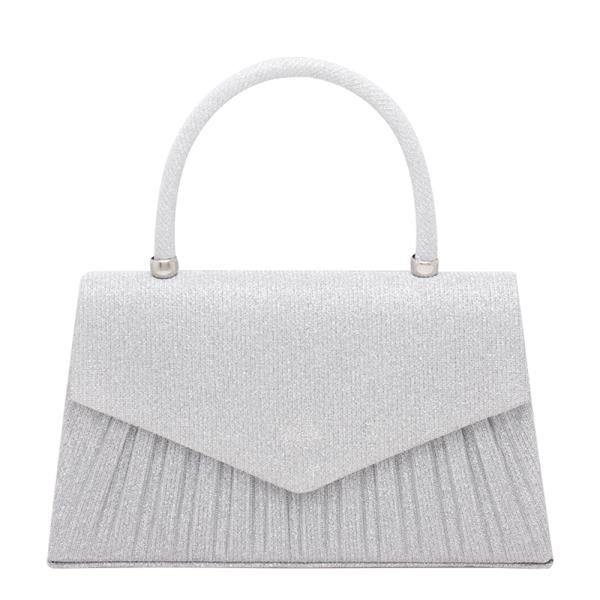 V PLEATED GLITTER CROSSBODY BAG