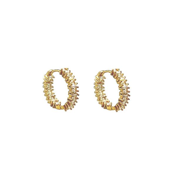GOLD DIPPED CZ STONE HOOP EARRING