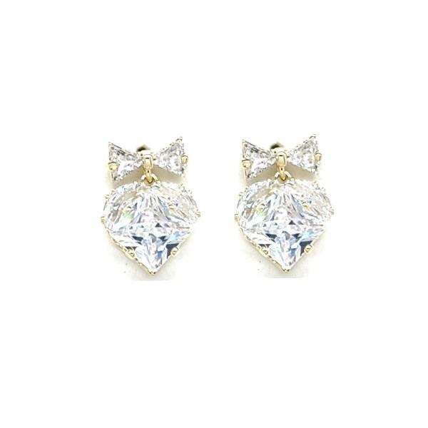 GOLD DIPPED HEART CZ STONE DAINTY EARRING