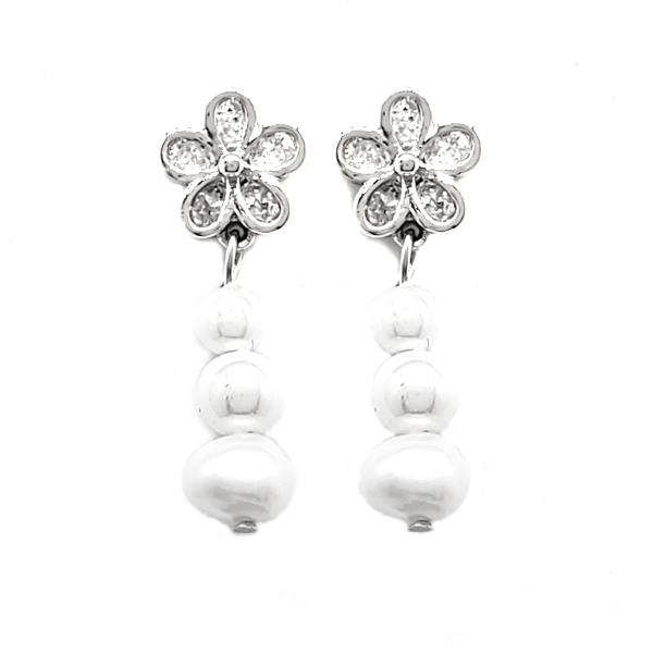 GOLD DIPPED PEARL CZ STONE DAINTY EARRING