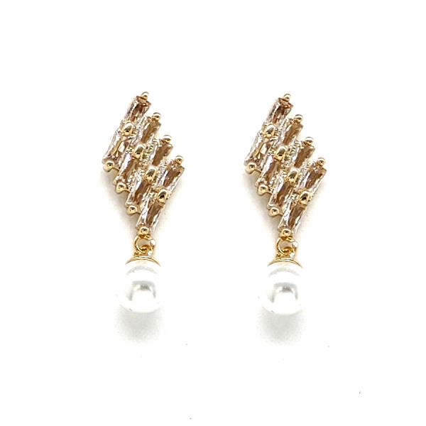 PEARL CZ STONE DAINTY EARRING