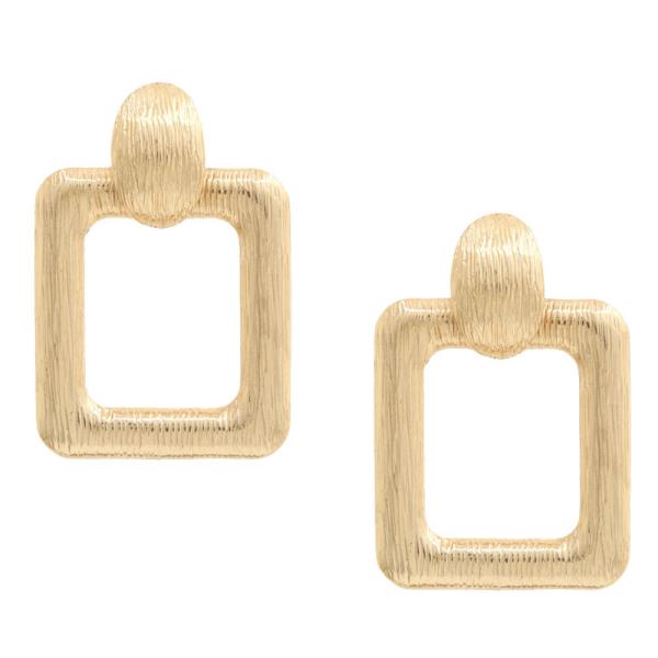 OVAL SQUARE BRISHED METAL EARRING
