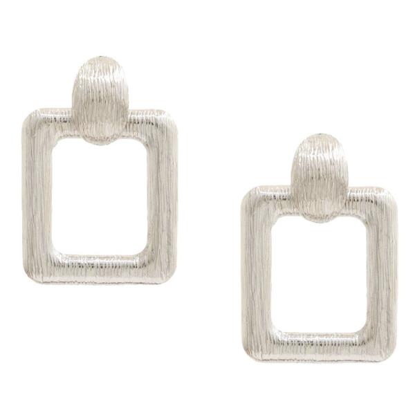 OVAL SQUARE BRISHED METAL EARRING