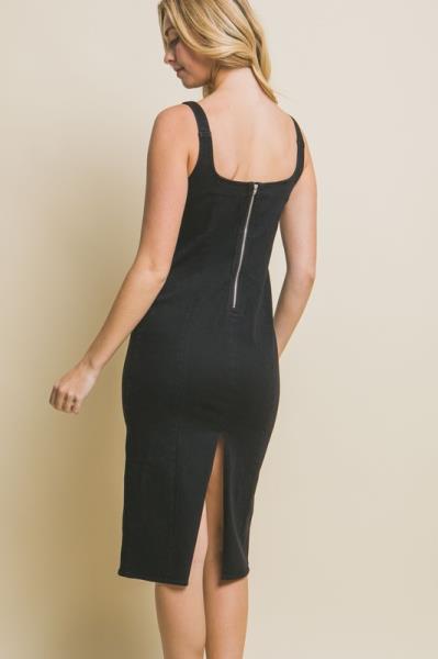($17.50/EA X 6 PCS) Slit Back Denim Dress With Spaghetti Strap