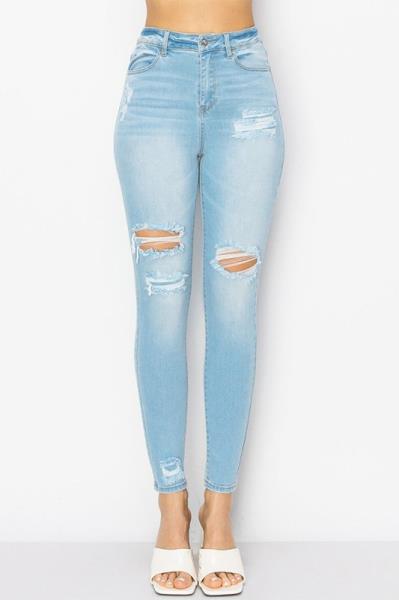 ($15.50/EA X 15 PCS) HIGH RISE SKINNY DENIM PANTS WITH PATCH WORK