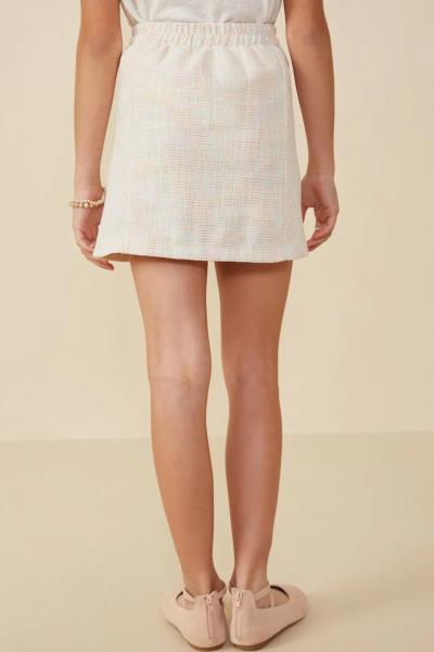 ($25.75/EA X 4 PCS) Girls Button Detail Tweed-Look Skirt