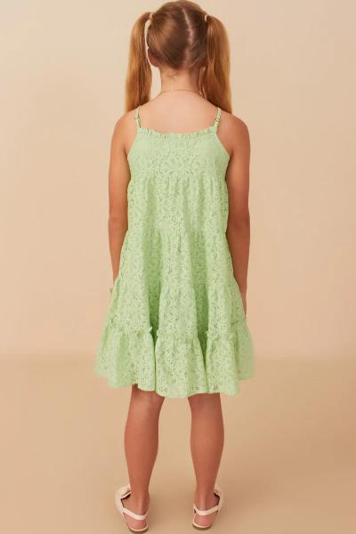 ($31.75/EA X 4 PCS) Girls Floral Crochet Lace Tiered Tank Dress