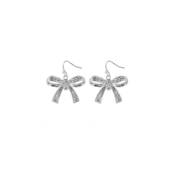 CRYSTAL BOW FISH HOOK EARRING