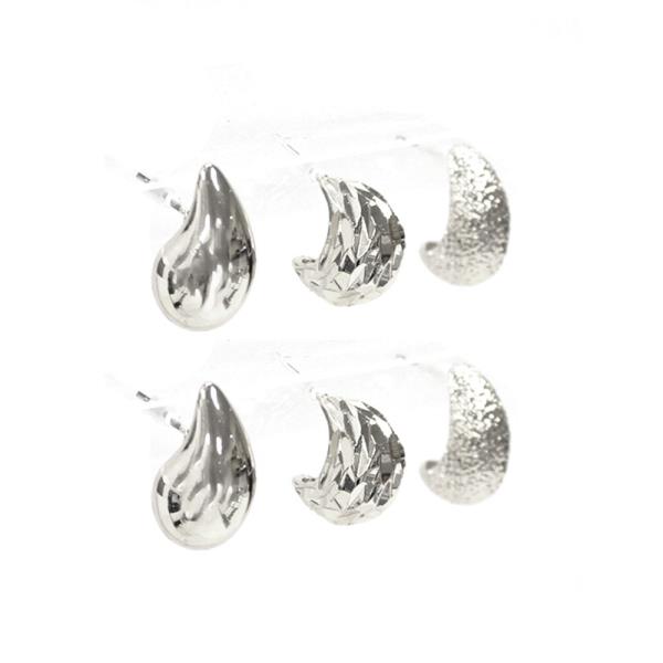 MULTI TEARDROP POST EARRING 3 PAIR SET