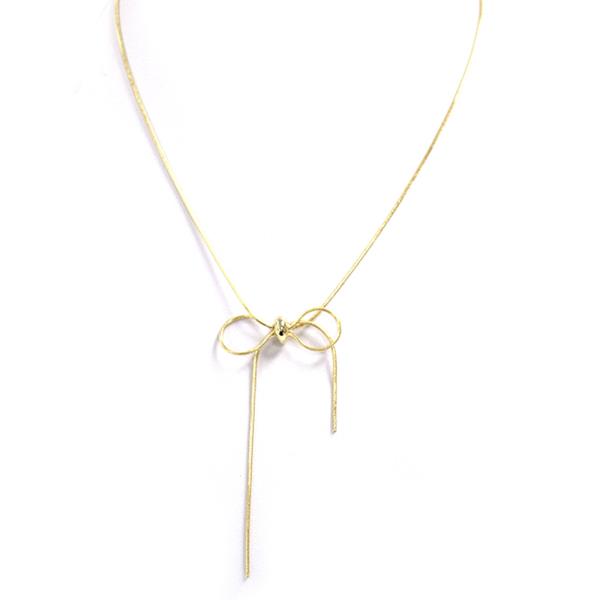 METAL RIBBON BOW NECKLACE