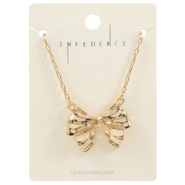 BOW SHAPED METAL SHORT NECKLACE