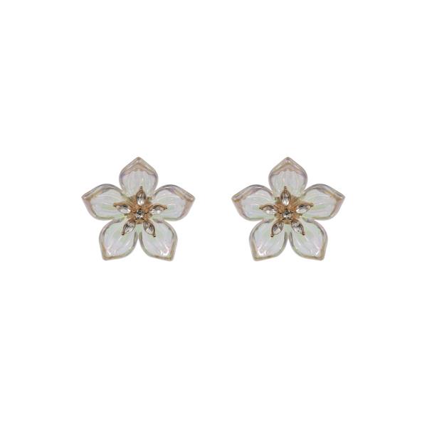 FLOWER SHAPED IRIDESCENT ACRYLIC WITH CLEAR EARRING